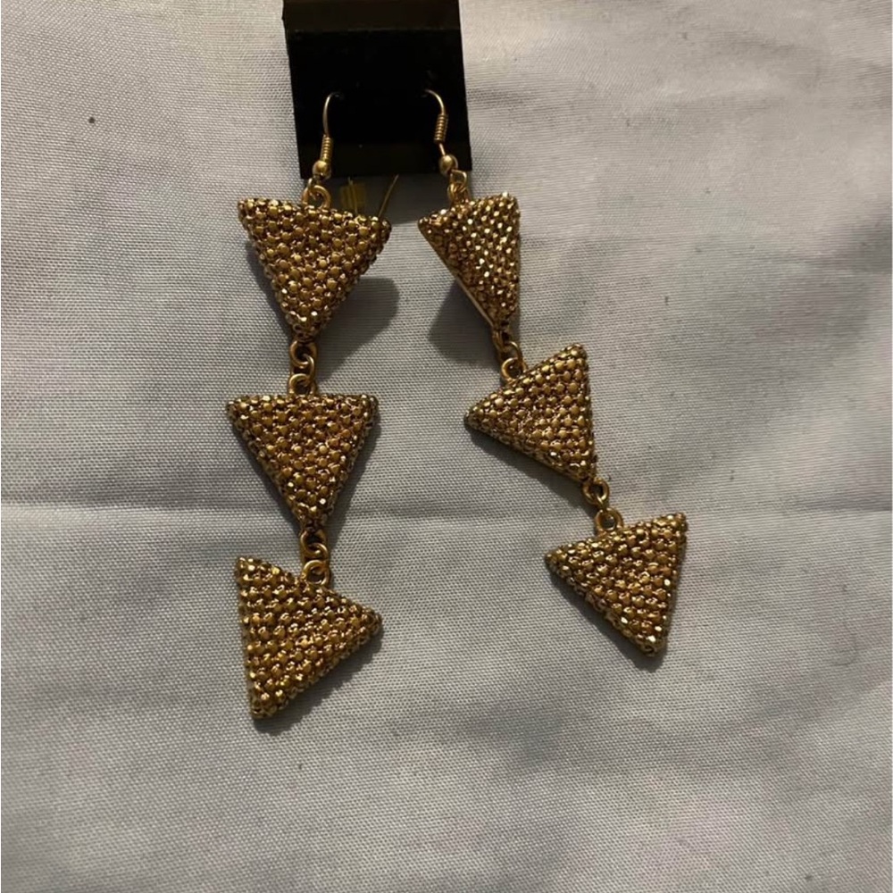 Gold Triangle Drop Earrings